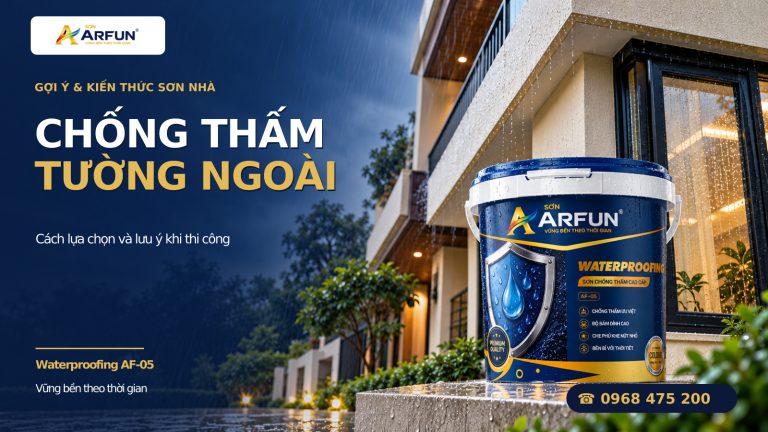 Sơn chống thấm tường ngoài cho nhà phố, ảnh minh họa Arfun.